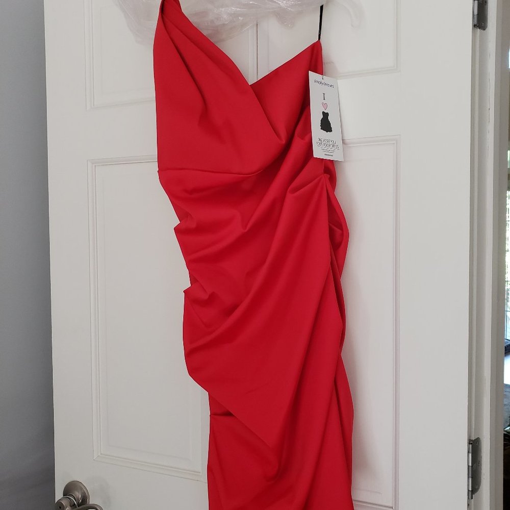 Satin ruched one shoulder cocktail dress